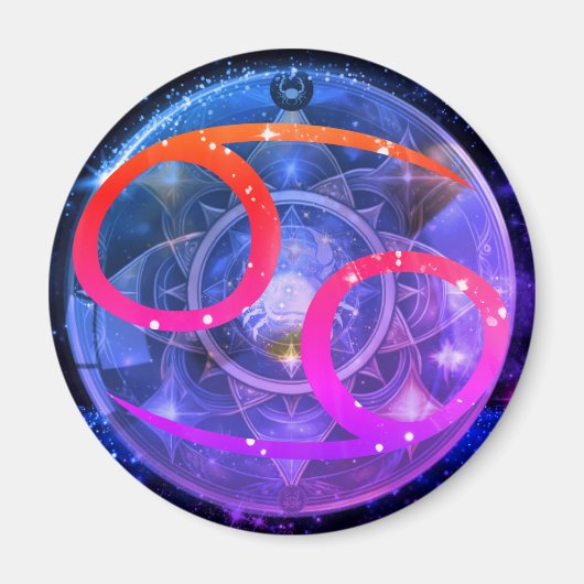 丸磁石 – がん〔占星術の〕十二宮図徴候 マグネット (正面)