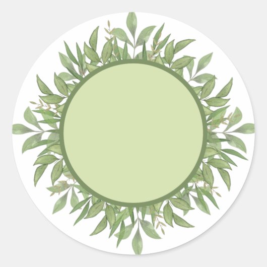 丸空白の水色のグリーンリーフスパイスジャールラベル ラウンドシール (正面)