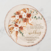 丸素朴木カットグレイン結婚ズ 招待状 (正面/裏面)