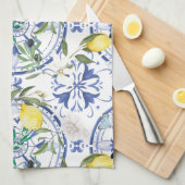 丸華美スペインの瓦地中海のレモン キッチンタオル (四つ折り)