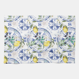 丸華美スペインの瓦地中海のレモン キッチンタオル