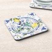 丸華美スペインの瓦地中海のレモン コースター (左側)