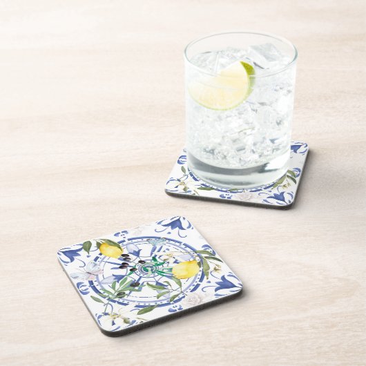 丸華美スペインの瓦地中海のレモン コースター (右側)