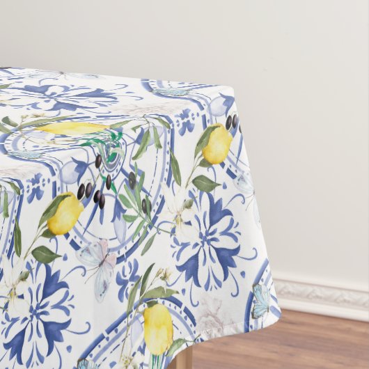 丸華美スペインの瓦地中海のレモン テーブルクロス (インサイチュ)