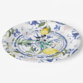 丸華美スペインの瓦地中海のレモン ペーパープレート (アングル)