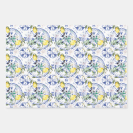 丸華美スペインの瓦地中海のレモン ラッピングペーパーシート