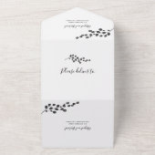 丸葉ユーカリ枝灰色の冬の結婚式 オールインワン招待状 (外側)