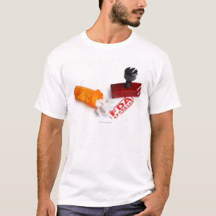 丸薬のボトルおよびFDAはゴム印を承認しました Tシャツ