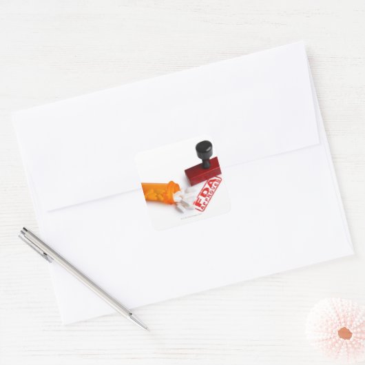 丸薬のボトル及びFDA認定ゴム印 スクエアシール (封筒)