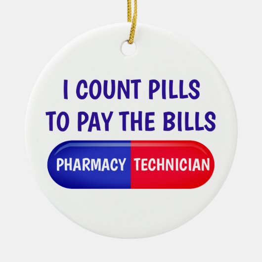 丸薬を数えて勘定を払う セラミックオーナメント (正面)