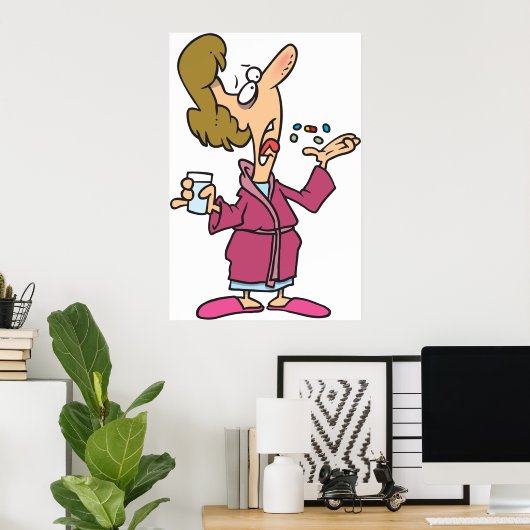 丸薬を飲む人 ポスター (ホームオフィス)