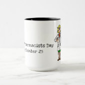 丸薬ボトルマグの女性薬剤師 マグカップ (中央)