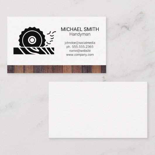 丸鋸木のロゴ 名刺 (正面/裏面)