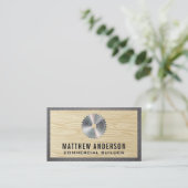 丸鋸盤 |木目と鋼材 名刺 (スタンド正面)