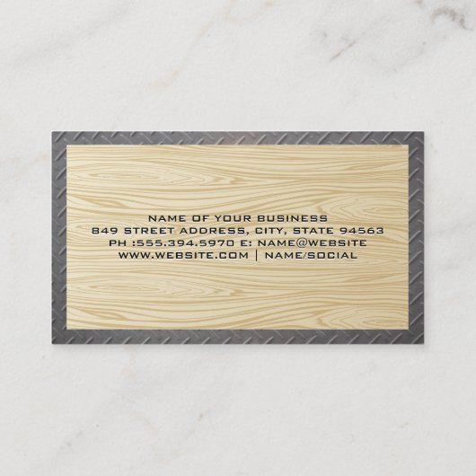 丸鋸盤 |木目と鋼材 名刺 (裏面)