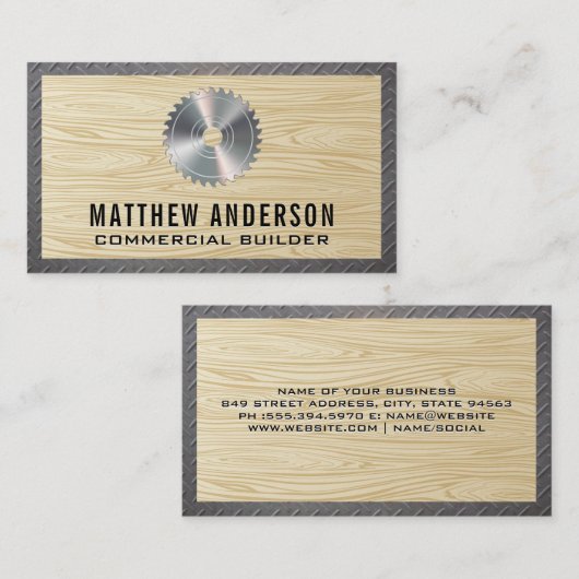 丸鋸盤 |木目と鋼材 名刺 (正面/裏面)