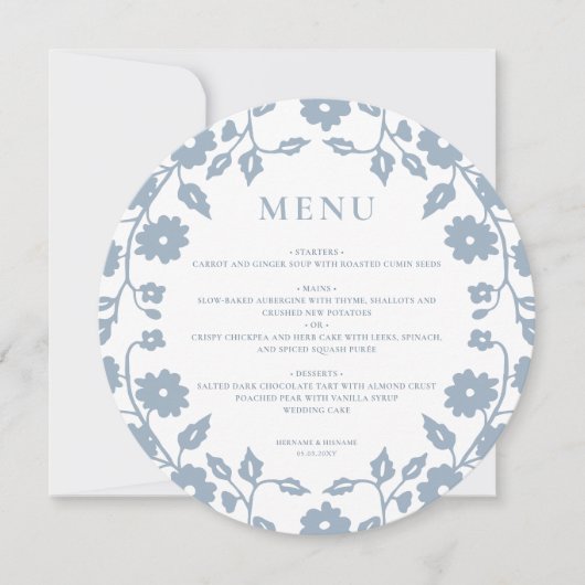 丸魅力的埃ブルーフォークフローラ結婚のメニュー シーズンカード (正面)