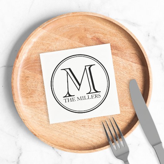 丸黒名モノグ縁どラム スタンダードカクテルナプキン