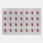 丸黒猫の魔女赤い五芒星の列 ラッピングペーパーシート (正面3)