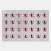 丸黒猫の魔女赤い五芒星の列 ラッピングペーパーシート (正面)