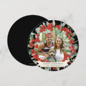 丸/四角 赤い実+ユーカリのクリスマスリース シーズンカード (正面/裏面)