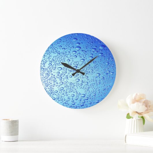 丸 – 大壁 – 時計用青い泡デザイン ラージ壁時計 (ホーム)