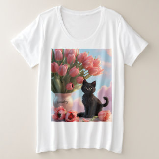 丹念に整理されたチューリップ プラスサイズTシャツ