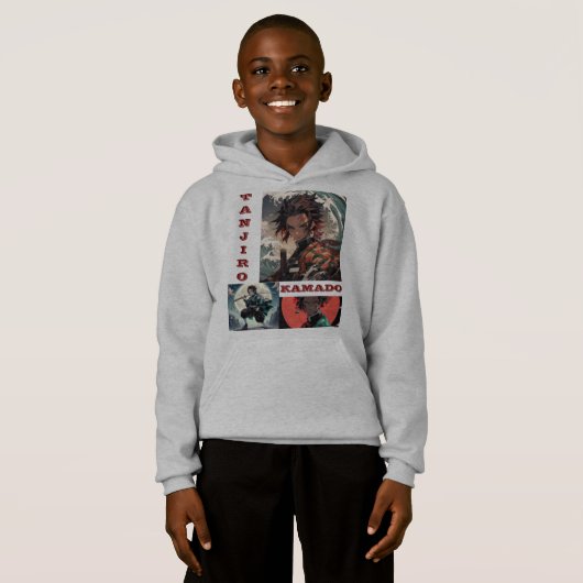 丹白フード付きスウェットシャツ | アニメストリートウェア (正面フル)