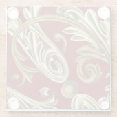 丹葉エレガントの植物モチーフ ガラスコースター (裏面)