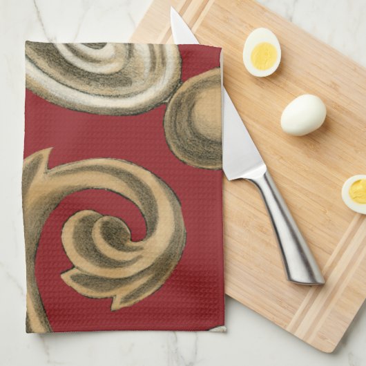 丹葉エレガントの植物モチーフ キッチンタオル (四つ折り)