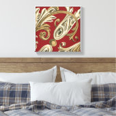 丹葉エレガントの植物モチーフ キャンバスプリント (インサイチュ (寝室))