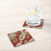 丹葉エレガントの植物モチーフ スクエアペーパーコースター (インサイチュ)