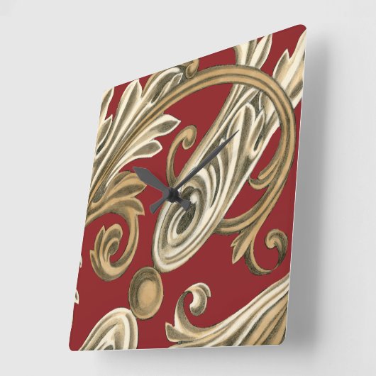 丹葉エレガントの植物モチーフ スクエア壁時計 (傾斜)