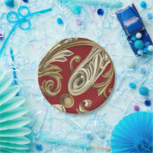 丹葉エレガントの植物モチーフ ペーパープレート (パーティー)