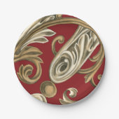 丹葉エレガントの植物モチーフ ペーパープレート (正面)