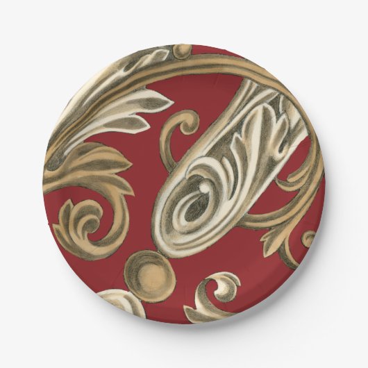 丹葉エレガントの植物モチーフ ペーパープレート (正面)