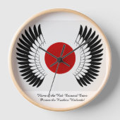 丹頂旗時計（Wall Clock with Red-Crowned Crane Flag） 壁時計 (正面)