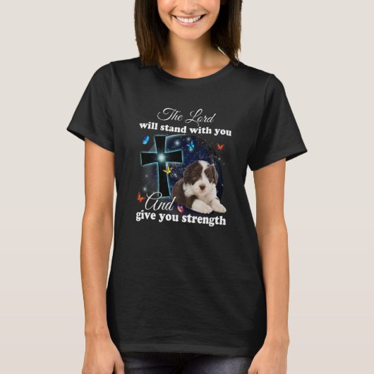 主があなたと共に立つ髭のあるコリー犬 Tシャツ (正面)