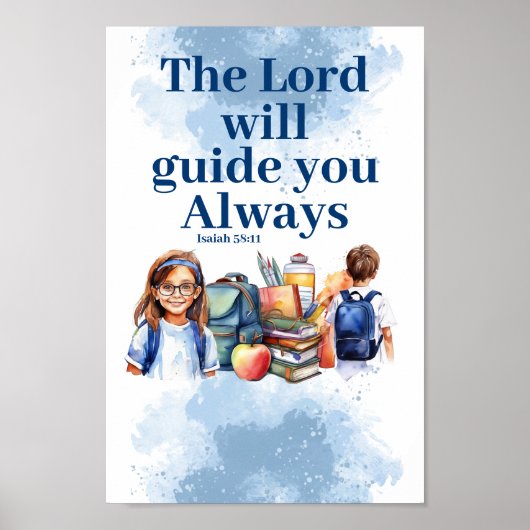 主があなたを導くキリスト教の子供部屋ウォールアート ポスター (正面)