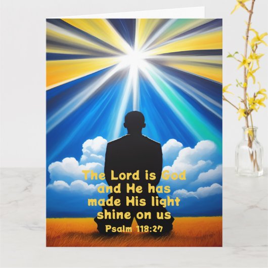 主が光を折り畳んだカードを照らす カード (黄色い花)