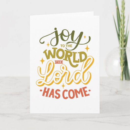 主が持っている世界に喜びを来与える。クリスマスホリ シーズンカード (正面)