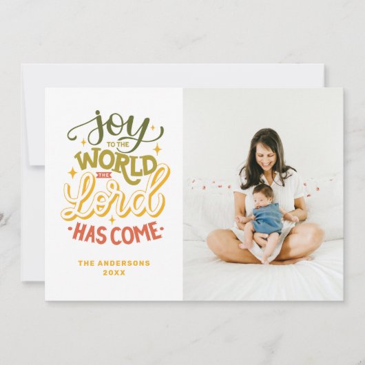 主が持っている世界に喜びを来与える。クリスマス シーズンカード (正面)