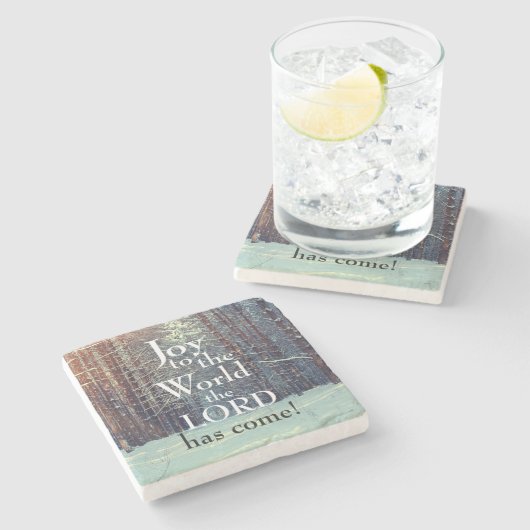 主が持っている世界への喜び来、冬の森 ストーンコースター (横)