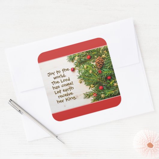 主が聖降誕祭を持つ世界来への喜び スクエアシール (封筒)