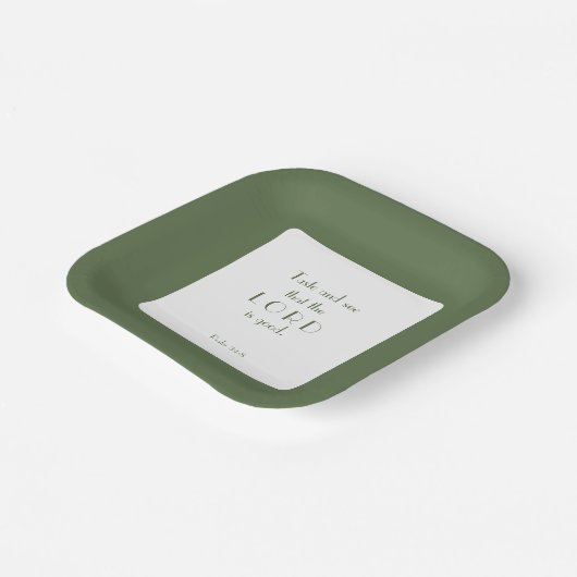 主が良いことを味わい見る | 緑と白 ペーパープレート