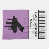 主が良いことを味わい、見て、ピアノの子猫 キッチンタオル (横)