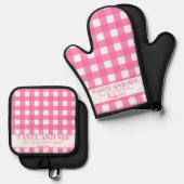 主が良いピンク色であることを味わい、見なさい 鍋つかみ&鍋敷きセット (正面/裏面)