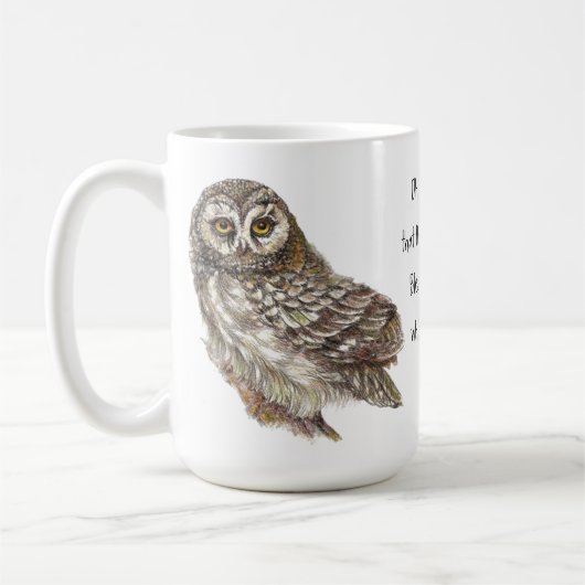 主が良い水の色のフクロウの詩篇34:8 コーヒーマグカップ (左)