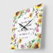 主が詩篇118:24を作った日 スクエア壁時計 (傾斜)