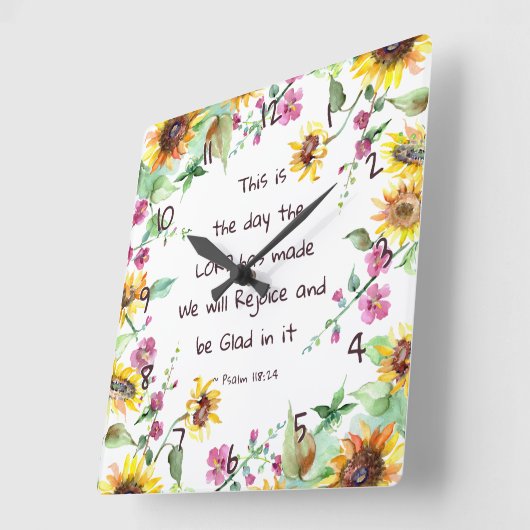 主が詩篇118:24を作った日 スクエア壁時計 (傾斜)